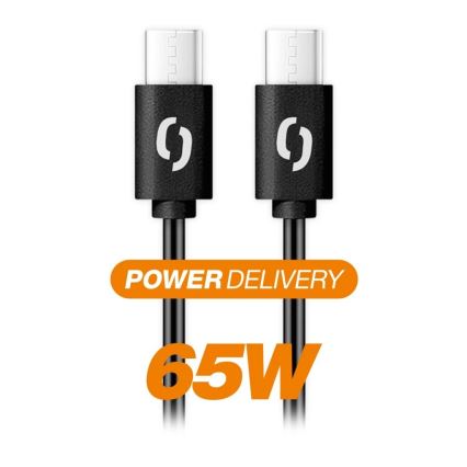 Aligator DATKP54 - USB-C / USB-C kaabel, 65 W USB Power Delivery, 0,5 m, must