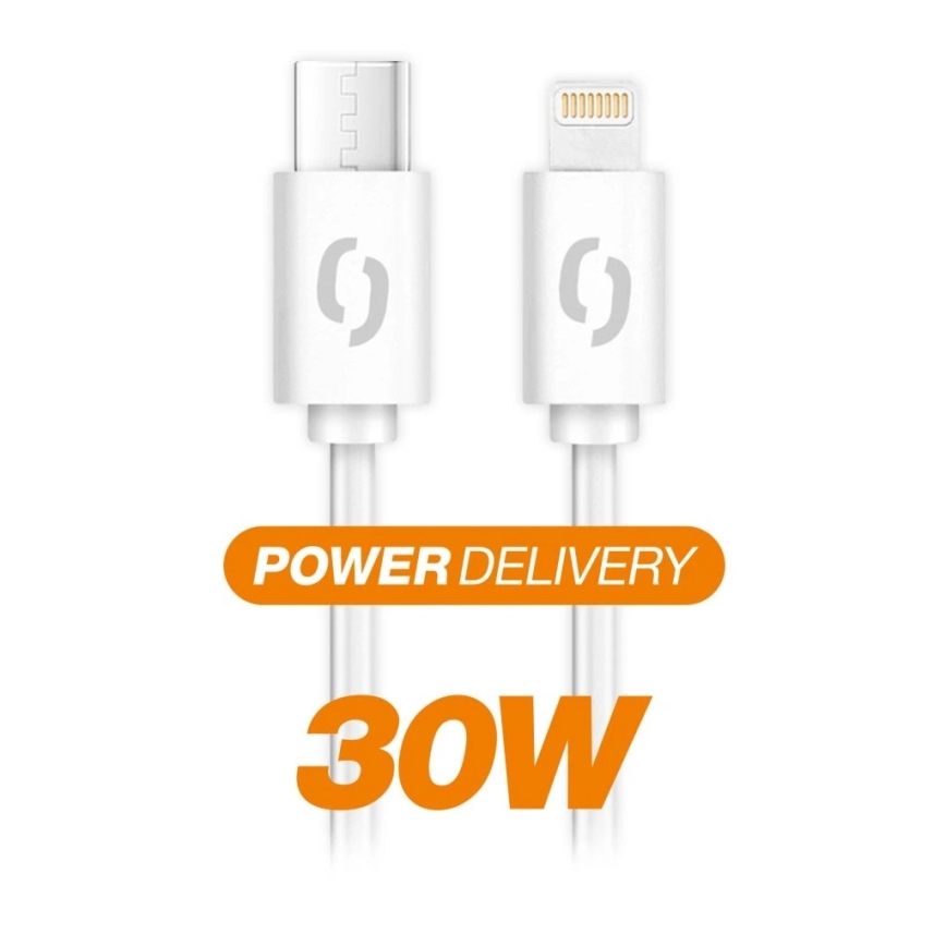 Aligator DATKP61 - USB-kaabel USB-C / Lightning, 30 W Power Delivery, 2,5 m, valge
