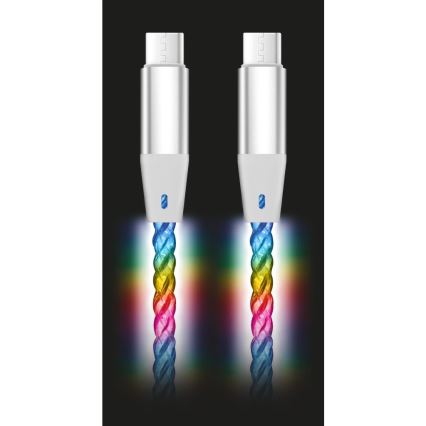 Aligator DATKP62 - USB-kaabel USB-C / USB-C LED-taustvalgustusega 65W Power Delivery 1,2m