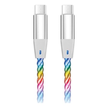 Aligator DATKP62 - USB-kaabel USB-C / USB-C LED-taustvalgustusega 65W Power Delivery 1,2m