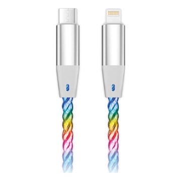 Aligator DATKP63 - USB-kaabel USB-C / Lightning LED-taustvalgustusega 30W Power Delivery 1,2 m