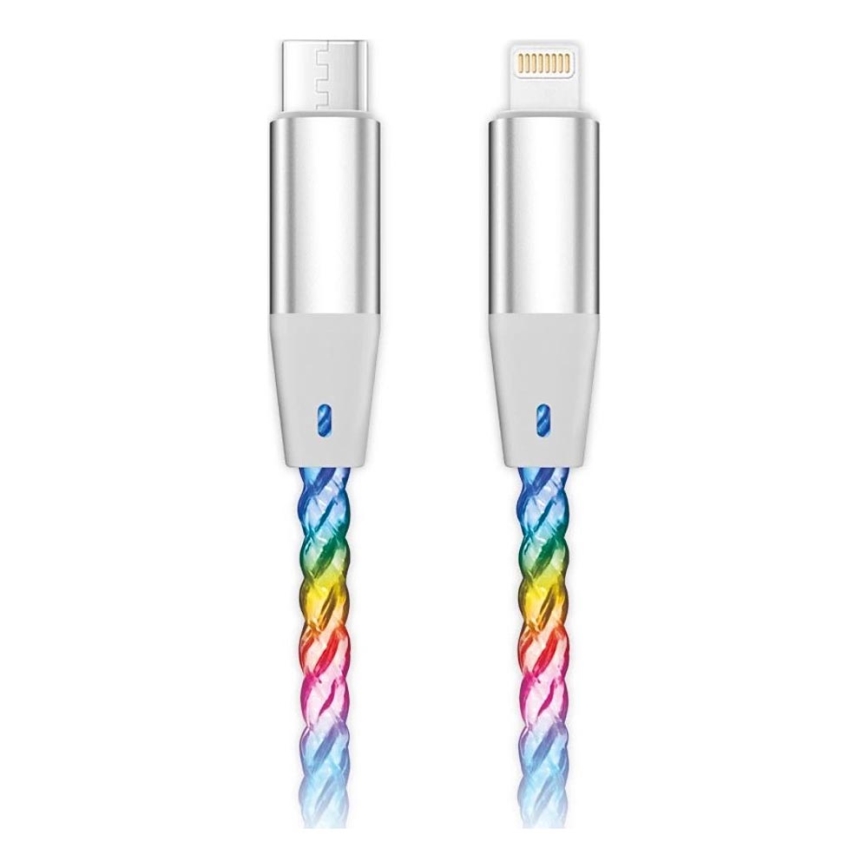 Aligator DATKP63 - USB-kaabel USB-C / Lightning LED-taustvalgustusega 30W Power Delivery 1,2 m