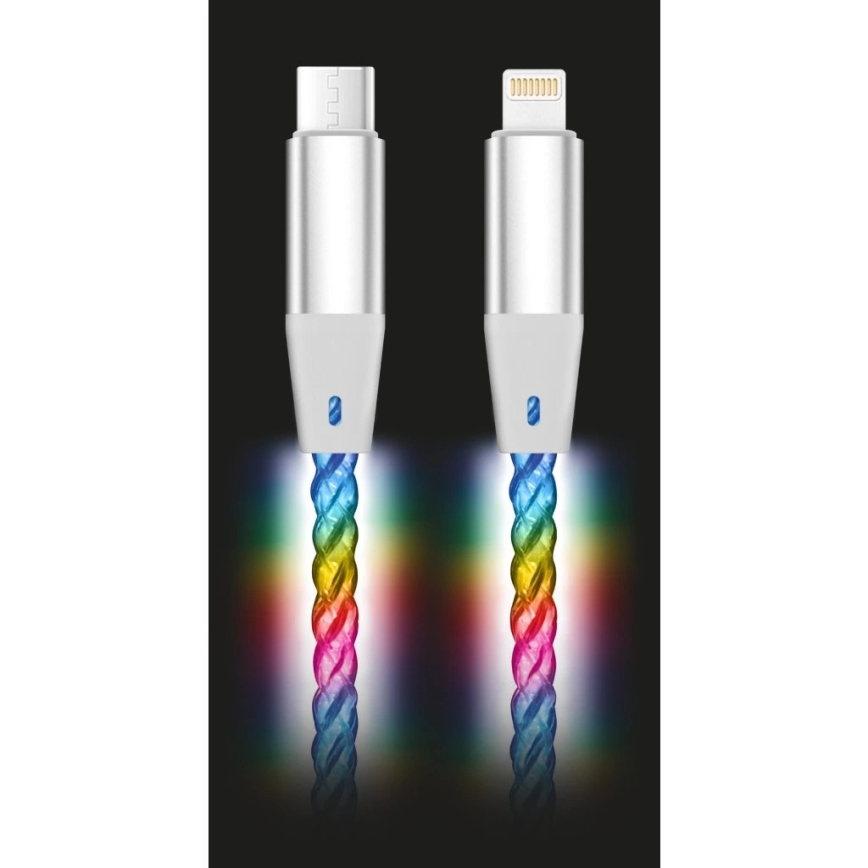 Aligator DATKP65 - USB-kaabel USB-C / Lightning LED-taustvalgustusega 30 W Power Delivery 0,5 m