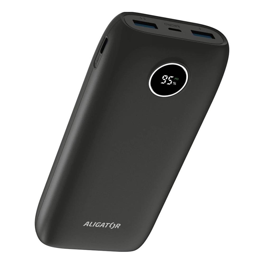 Aligator PBPD20BK - Powerbank LCD-ekraaniga Power Delivery 20000 mAh/20W/3,7V must