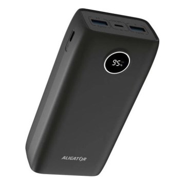 Aligator PBPD30BK - Powerbank LCD-ekraaniga Power Delivery 30000 mAh/20W/3,7V must