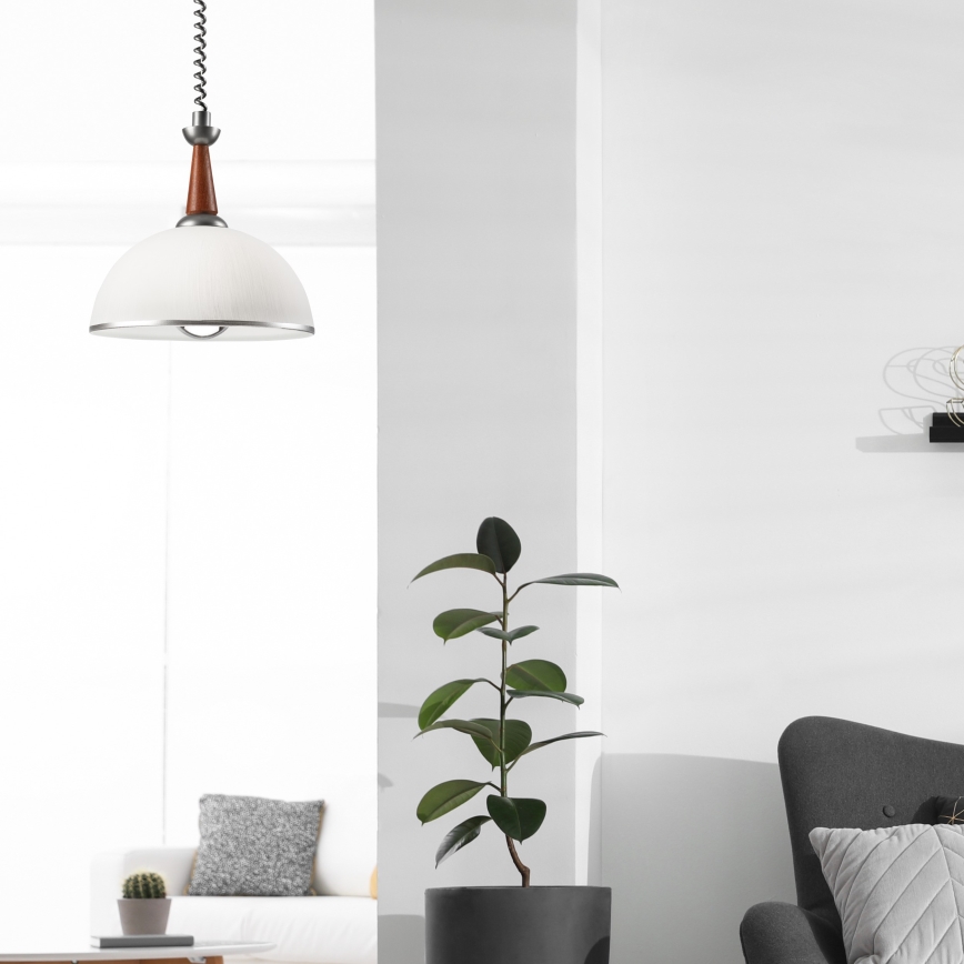 Allatõmmatav lühter CHIARA 1xE27/60W/230V hõbedane/pruun/pöök
