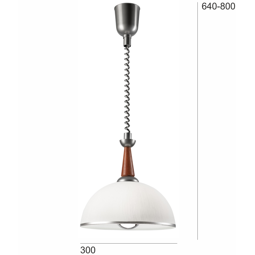 Allatõmmatav lühter CHIARA 1xE27/60W/230V hõbedane/pruun/pöök