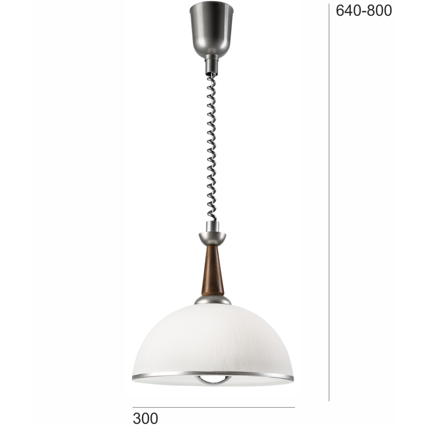 Allatõmmatav lühter CHIARA 1xE27/60W/230V hõbedane/tumepruun/pöök