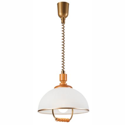 Allatõmmatav lühter RAMONA 1xE27/60W/230V beež/pruun/mänd