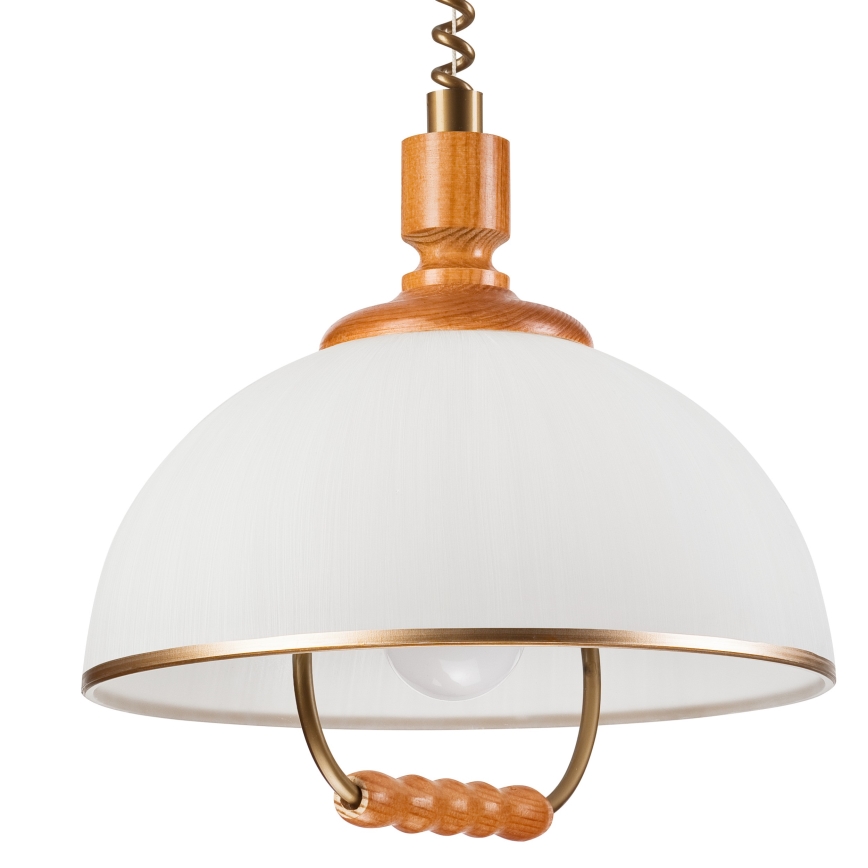 Allatõmmatav lühter RAMONA 1xE27/60W/230V beež/pruun/mänd