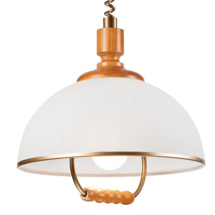 Allatõmmatav lühter RAMONA 1xE27/60W/230V beež/pruun/mänd