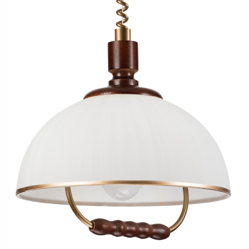 Allatõmmatav lühter RAMONA 1xE27/60W/230V beež/tumepruun/mänd