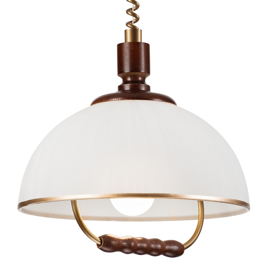 Allatõmmatav lühter RAMONA 1xE27/60W/230V beež/tumepruun/mänd