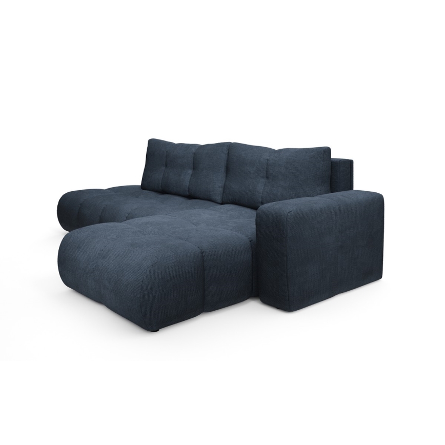 Lahtikäiv L-kujuline polsterdiivan panipaigaga ALMADA, parempoolne, sinine