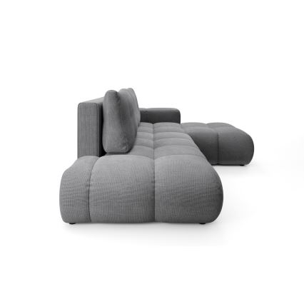 Parempoolne L-kujuline lahtikäiv polsterdatud nurgadiivan ALMADA, panipaigaga, hall