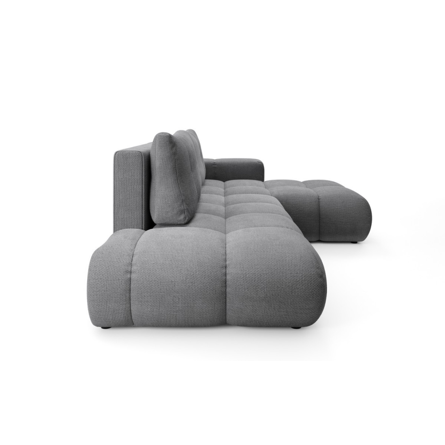 Parempoolne L-kujuline lahtikäiv polsterdatud nurgadiivan ALMADA, panipaigaga, hall