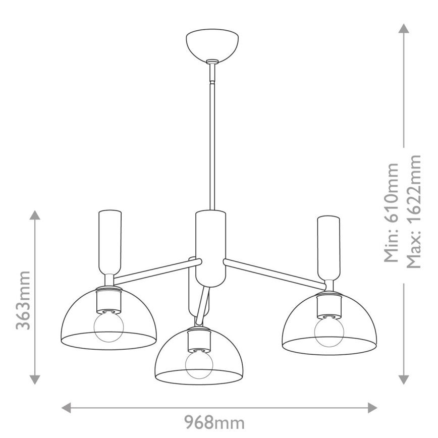 Alora Mood - Ripplühter JUDE 3xE27/60W/230V d. 96,8 cm messing