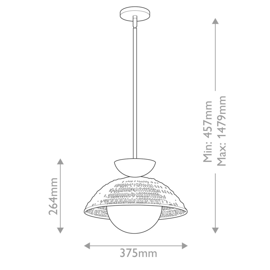 Alora Mood - Rippvalgusti varrega PERTH 1xE27/60W/230V Ø 37,5 cm must