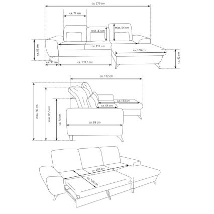 Lahtikäiv L-kujuline polsterdatud nurkdiivan ALTA, parempoolne, panipaigaga, beež