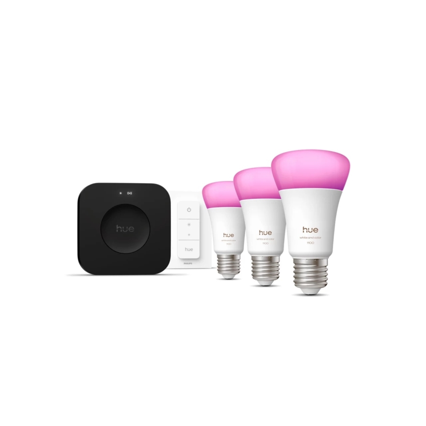 Stardikomplekt Philips Hue WHITE AND COLOR AMBIANCE 3xE27/8,1W 1000-20000K+ ühendusseade