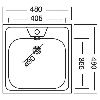 ALVEUS 1074634 - Köögivalamu ALLUX 48x48 cm roostevaba teras/satiin