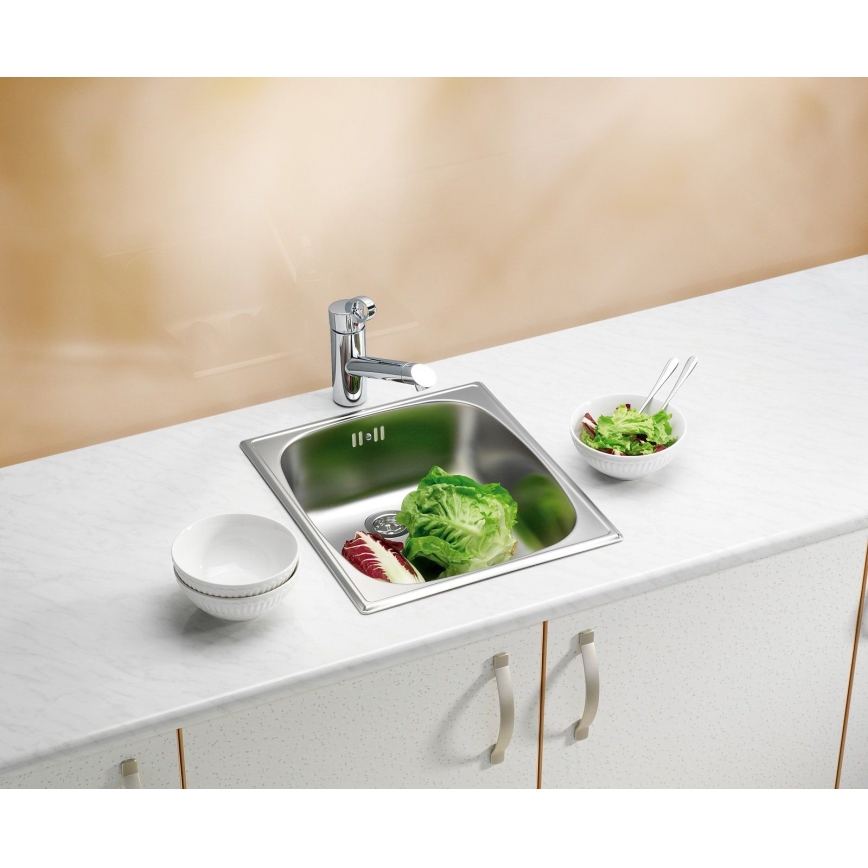 ALVEUS 1082195 - Valamu kööki BASIC 44x38 cm matt teras/satin, suur väljalaskeava