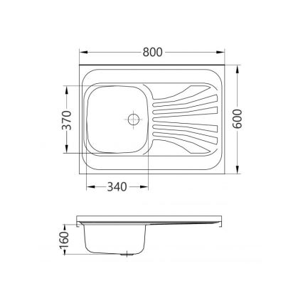 ALVEUS 1095618 - Köögivalamu CLASSIC 80x60 cm roostevaba teras/satiin ilma ääreta, pööratav