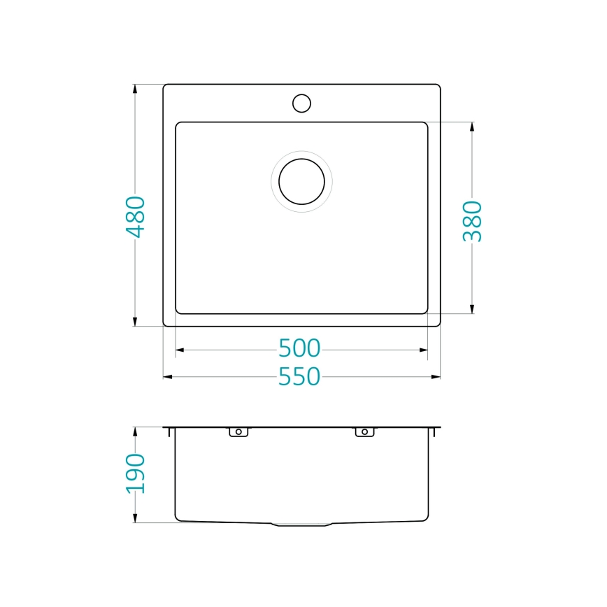 ALVEUS 1124382 - Valamu kööki QUARTO 55x48 cm satiin