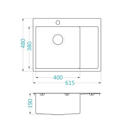 ALVEUS 1124383 - Valamu kööki QUARTO 61,5x48 cm satiin