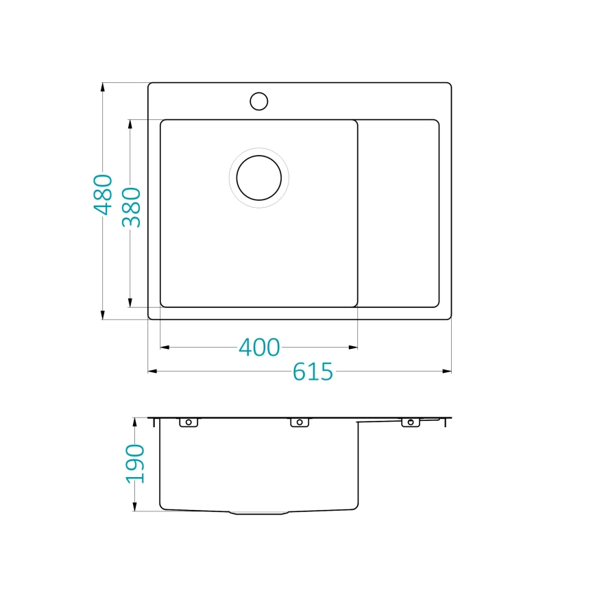 ALVEUS 1124383 - Valamu kööki QUARTO 61,5x48 cm satiin