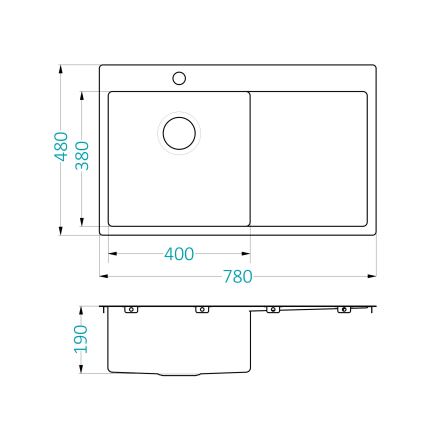 ALVEUS 1124384 - Valamu kööki QUARTO 78x48 cm satiin