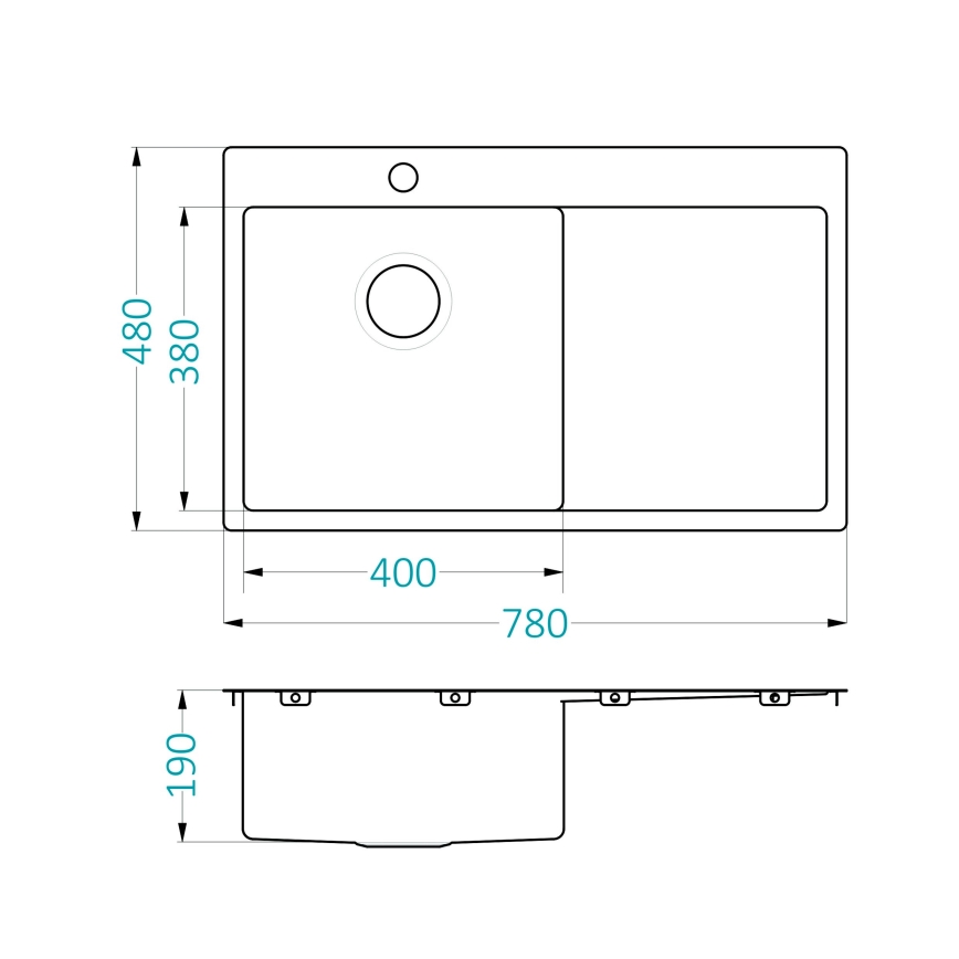 ALVEUS 1124384 - Valamu kööki QUARTO 78x48 cm satiin