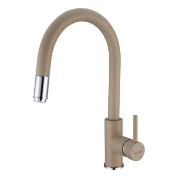 ALVEUS 1129020 - Valamu kraan väljatõmmatava pihustiga DELOS 38 cm graniit/beež