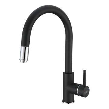 ALVEUS 1129022 - Valamu kraan väljatõmmatava pihustiga DELOS 38 cm graniit/must