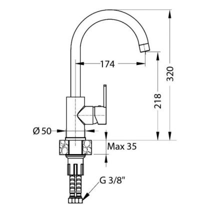 ALVEUS 1129054 - Valamu kraan TONIA 34 cm graniit/beež