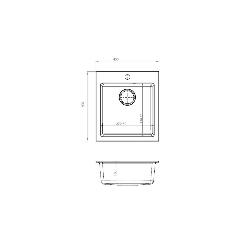 ALVEUS 1133431 - Valamu kööki CORTINA 50x45 cm graniit/beež