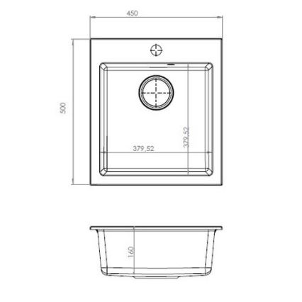 ALVEUS 1133432 - Valamu kööki CORTINA 50x45 cm graniit/must