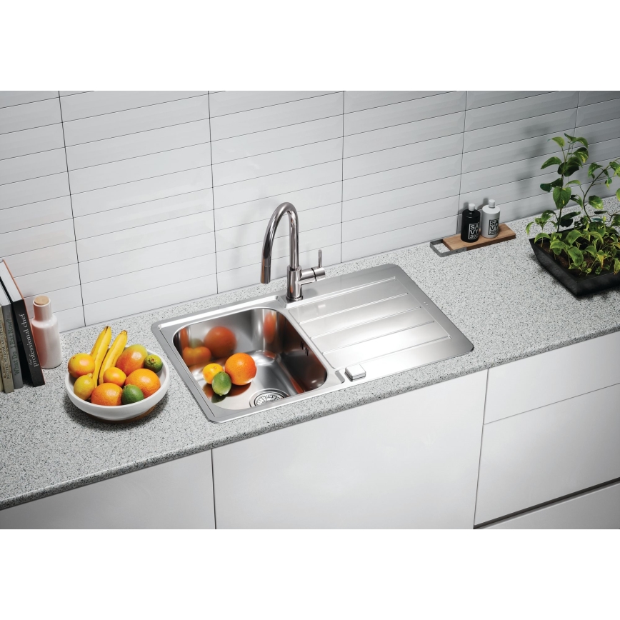 ALVEUS 1136608 - Valamu kööki LINE 79x50 cm roostevaba/satin, keskpunktist väljas