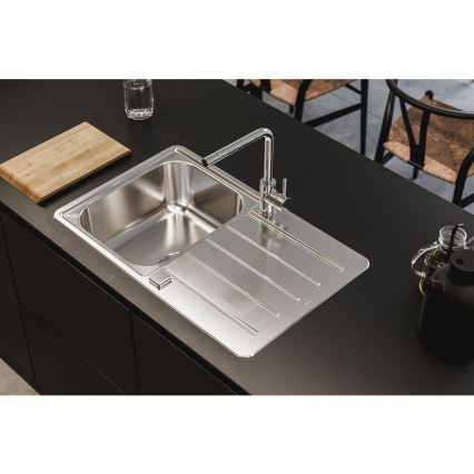 ALVEUS 1136608 - Valamu kööki LINE 79x50 cm roostevaba/satin, keskpunktist väljas