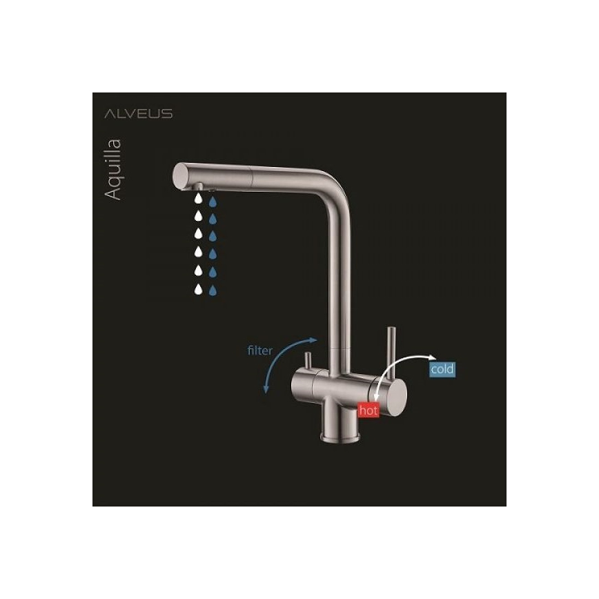ALVEUS 1139808 - Valamu kraan AGUILA 33,3 cm graniit/must