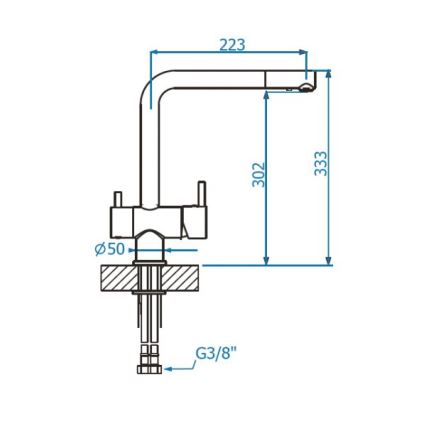 ALVEUS 1139808 - Valamu kraan AGUILA 33,3 cm graniit/must
