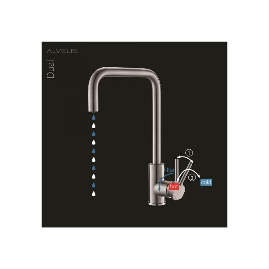 ALVEUS 1139811 - Valamu kraan DUAL 37 cm graniit/beež