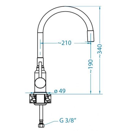 ALVEUS 1144428 - Valamu kraan paindliku varrega MINTAS 34 cm läikiv kroom/beež