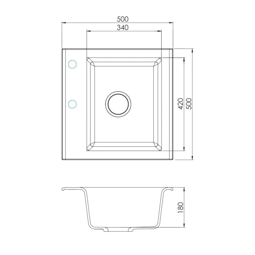 ALVEUS 1149111 - Valamu kööki GEM 50x50 cm graniit/beež