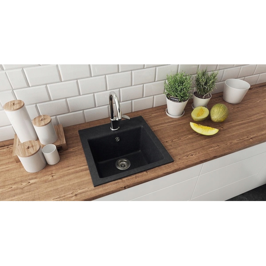 ALVEUS 1149113 - Valamu kööki GEM 50x50 cm graniit/must