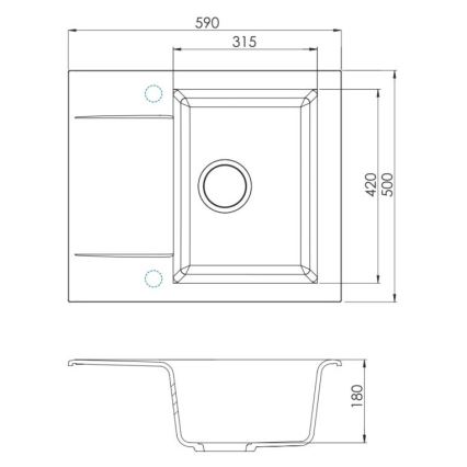 ALVEUS 1149116 - Valamu kööki GEM 59x50 cm graniit/must