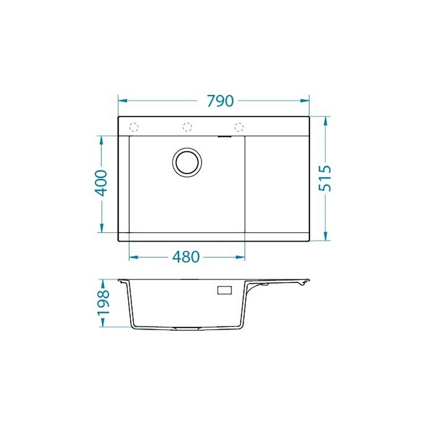 ALVEUS 1149305 - Köögivalamu PURE 79x51,5 cm graniit/must