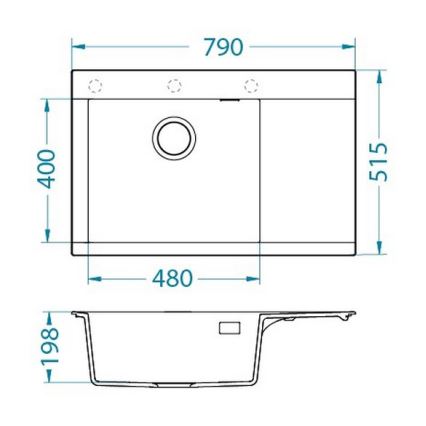 ALVEUS 1149502 - Köögivalamu PURE 79x51,5 cm graniit/antratsiit