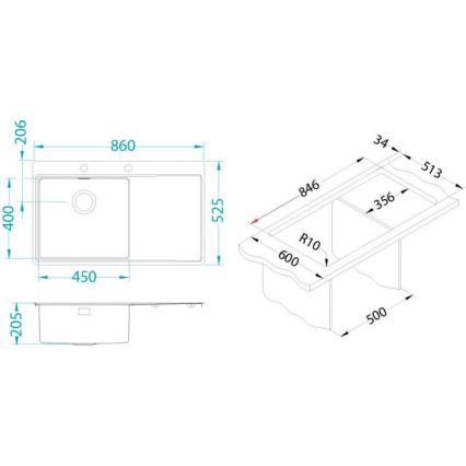 ALVEUS 1149518 - Köögivalamu PURE 86x52,5 cm roostevabast terasest