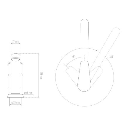 ALVEUS 1150800 - Valamusegisti CLARA 13,5 cm graniit/must